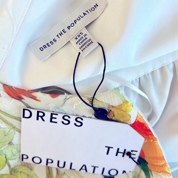 DRESS THE POPULATION * Mena Asymetric Chiffon Cut Out Side Slit Pocket Dress - Picture 5 of 15